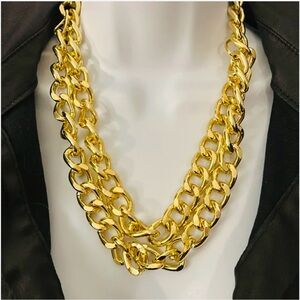 Gold tone double chain light weight approx 22” length chunky hip hop chain NEW